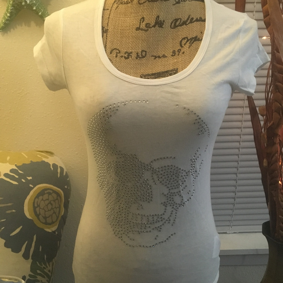 G by Guess Tops - NWT G by Guess rhinestone skull tee top shirt XS